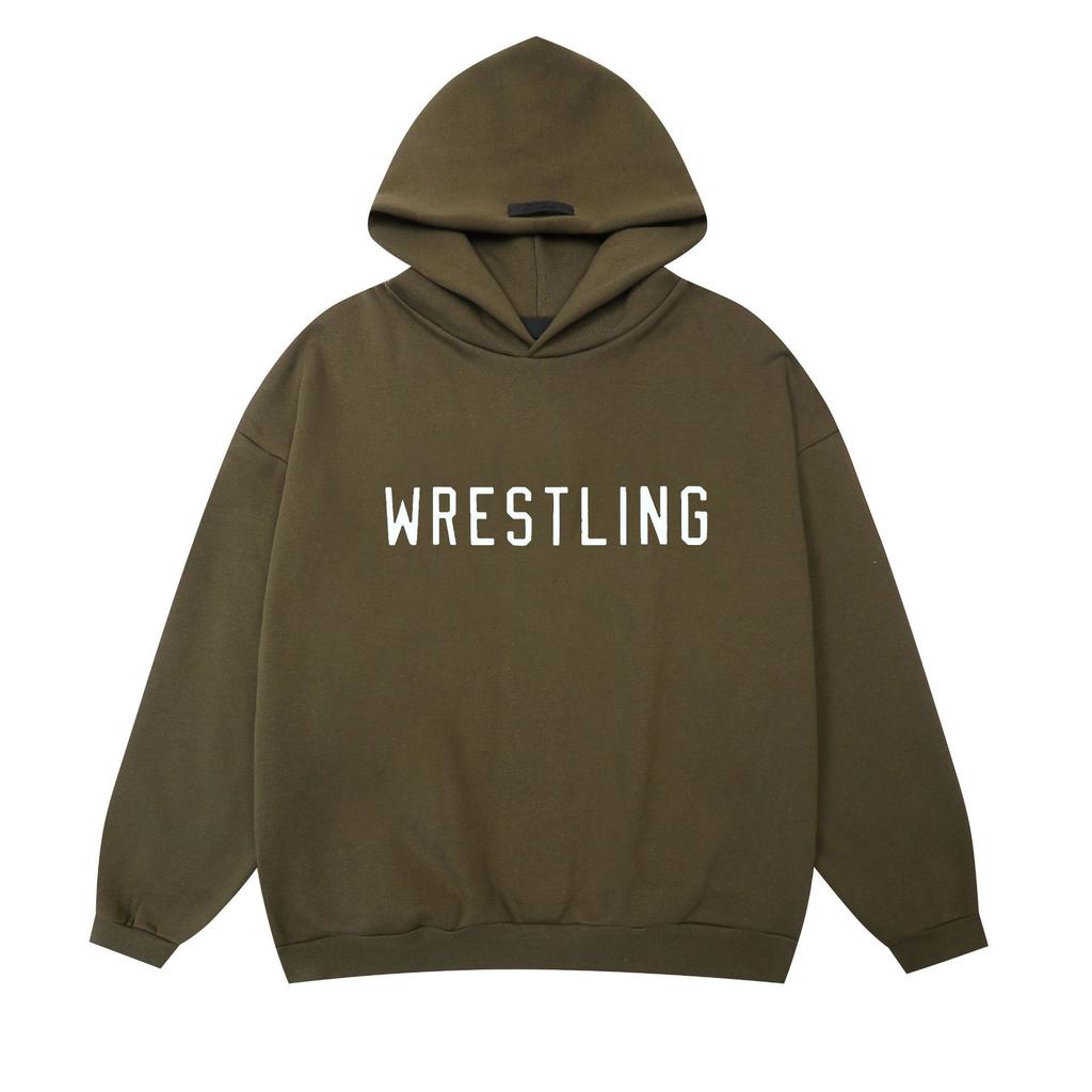 Autumn and winter new FOG tide brand WRESTLING letter printing hooded sweater for men and women of the same style
