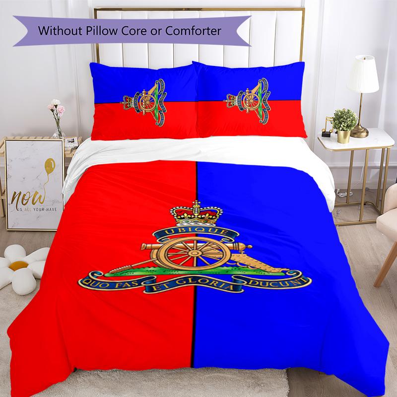 British Royal Artillery 3pcs Bedding Set Duvet Cover Closure Includes 1 Duvet Cover & 2 Pillowcases for All Seasons Bedroom Home Dorm Decor