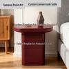 Artistic Oval Cement Side Table: Industrial Vintage Style for Living Room, Bedroom, or Corner Storage