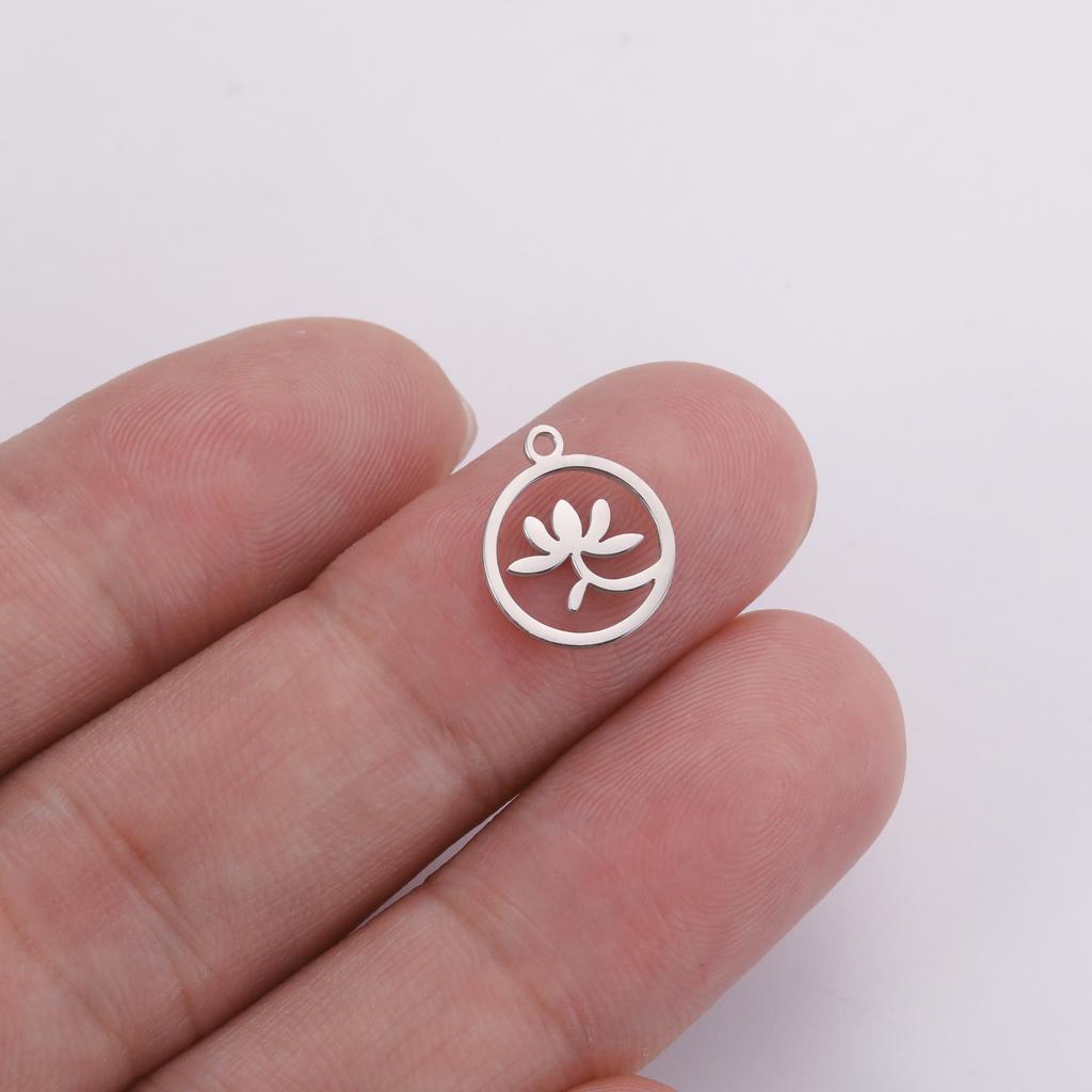 5pcs/lot Charms for Jewelry Making Stainless Steel Lotus Tulip Bicycle Elephant Pendant DIY Accessories for Bracelet Necklace