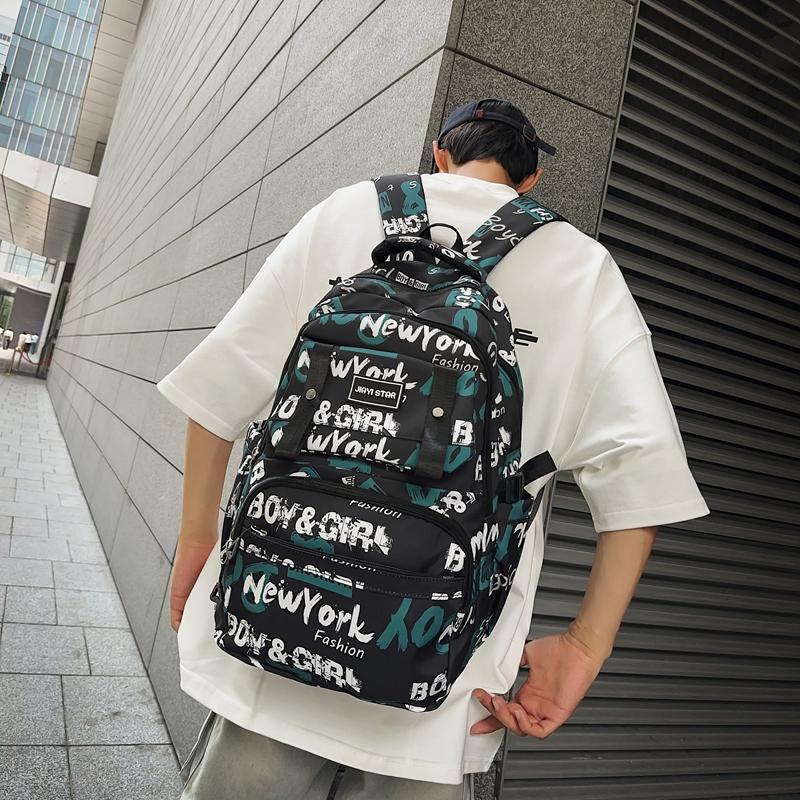 Large Capacity Student Backpack Graffiti Print Campus Backpack Men Lightweight Couple Backpack