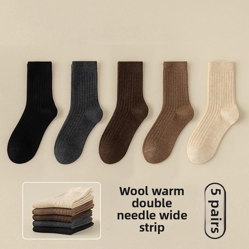 

5 пар мужских осенне-зимних шерстяных однотонных деловых носков, устойчивых к холоду, теплых, мягких, вощеных, простых 5 Pairs