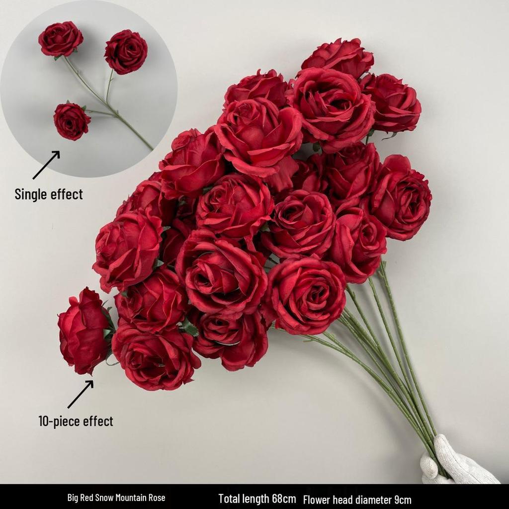Shunran Dark Red Wine Artificial Wedding Flowers for Chinese Engagement Décor & Aisle Hanging Displays