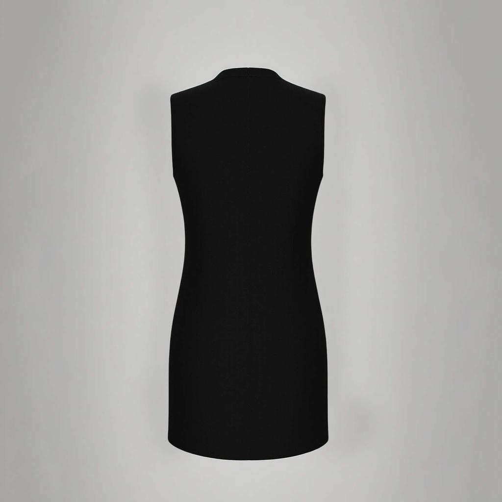 Vestido Mini de Lino sin Mangas con Cuello en V y Botones Estilo Holgado para Mujer Ropa Casual