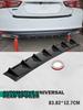 3pcs Universal Rear Bumper Spoiler Diffuser Gloss Black 7 Wing Shark Fin Style Lower Body Lip
