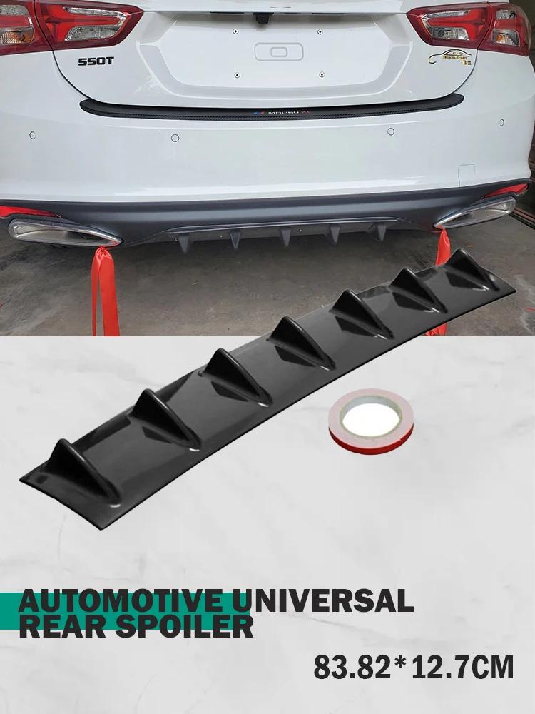 3pcs Universal Rear Bumper Spoiler Diffuser Gloss Black 7 Wing Shark Fin Style Lower Body Lip