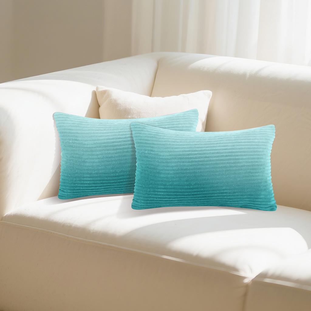 Têxtil para o lar: Veludo Cotelê Macio, Veludo Listrado, Capa de Almofada Retangular Embelezada