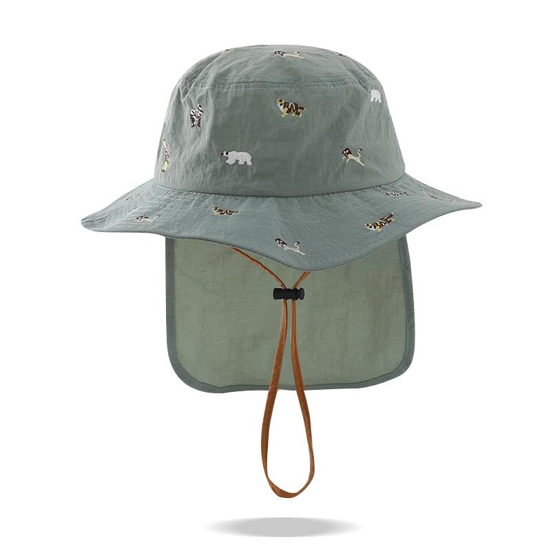 Sommer Dünner Sonnenschutzhut für Kleine Kinder Koreanische Mode Cartoon Nackenschutz Fischerhut 1-4 Jahre Baby Weicher Atmungsaktiver Wasserdichter Hut