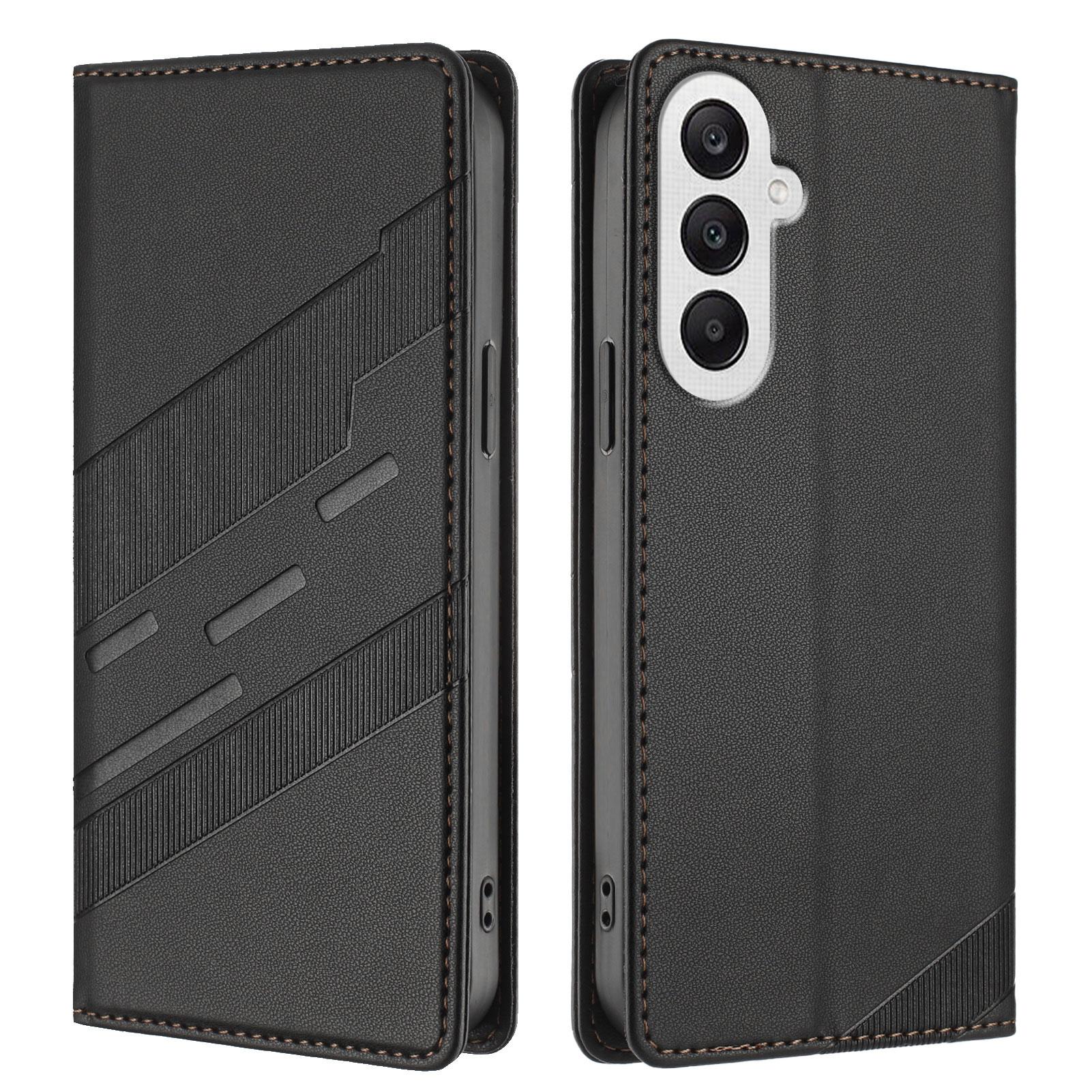 

For Samsung Galaxy A25 5G (Global) (161.0 x 76.5 x 8.3mm) Phone Cases Punk Style Imprinted Wallet Stand Leather Cover Black