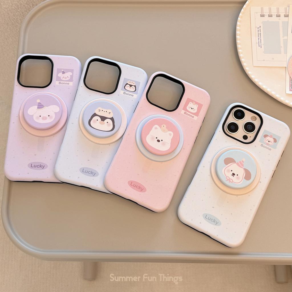 Small Animal Magnetic Holder Mobile Phone Case for Apple for IPhone16For13 Film 15promax Hard 14 Korean 17
