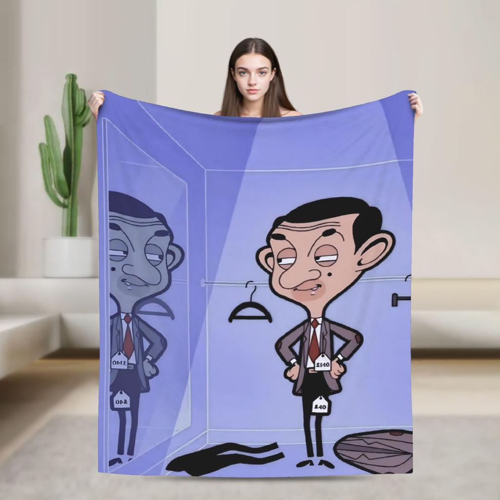 Mr. Beans Teddy Bear Blankets Fleece Spring/Autumn Cartoon Multifunction Soft Throw Blanket For Bedding Travel Bedding Throws