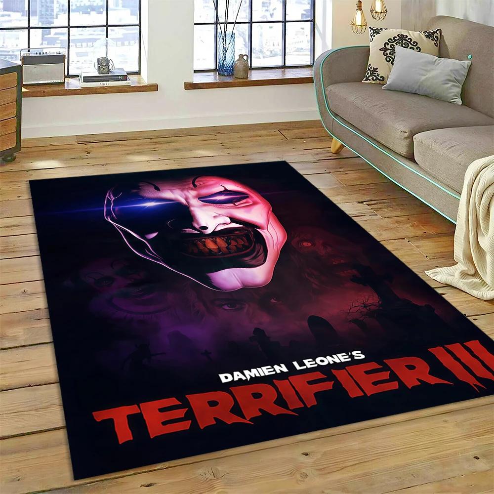 2025 New Style Terrifier 3 Horror Clown Movie Carpet Rug for Bedroom Living Room Home Sofa Decoration,kids Play Decor Floor Mat