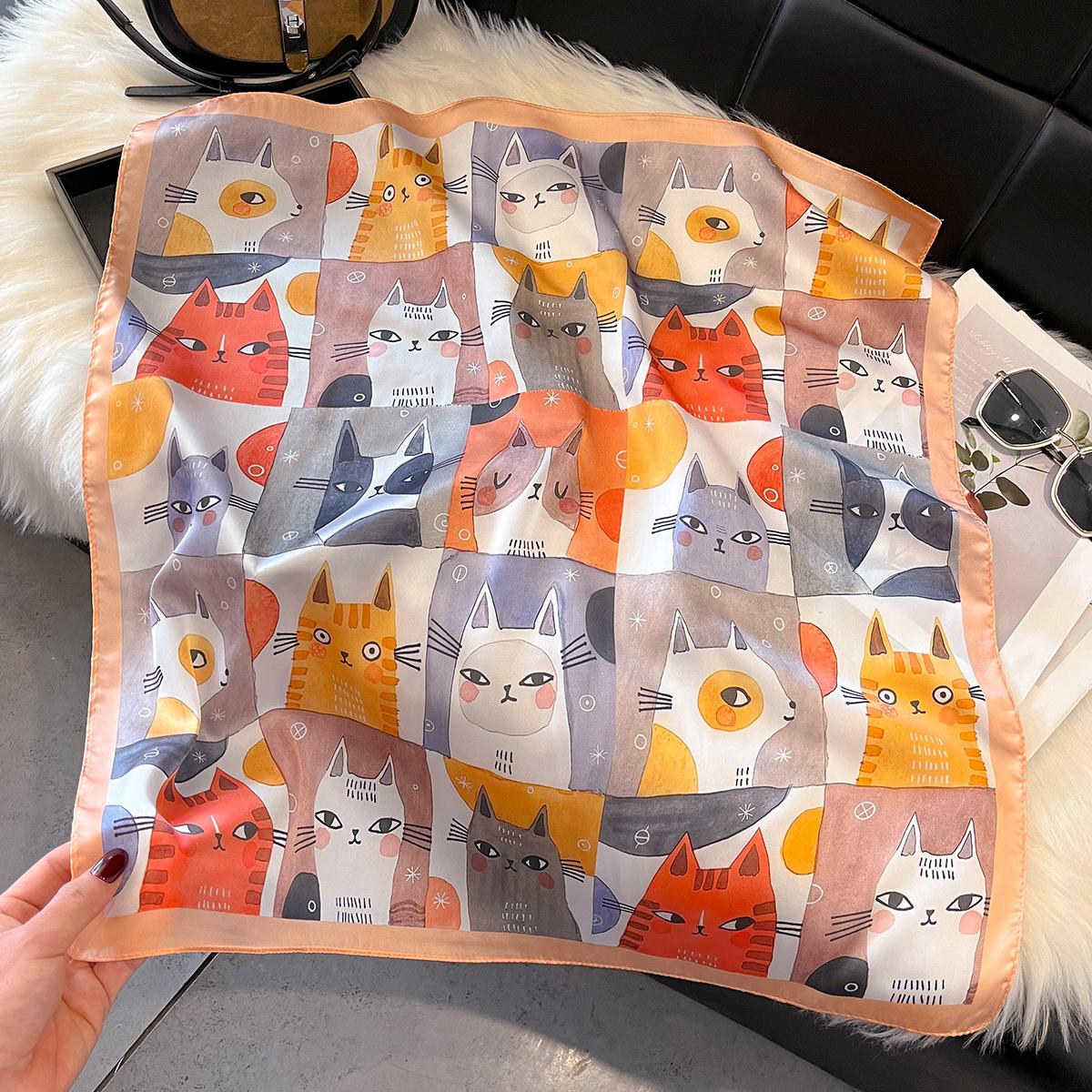 Nouveau Design de Luxe Imprimé Foulard Carré en Soie Bandeau Cheveux Satiné pour Femme Foulard Hijab Bandeau Tête Foulard pour Sac Rubans Cadeau white