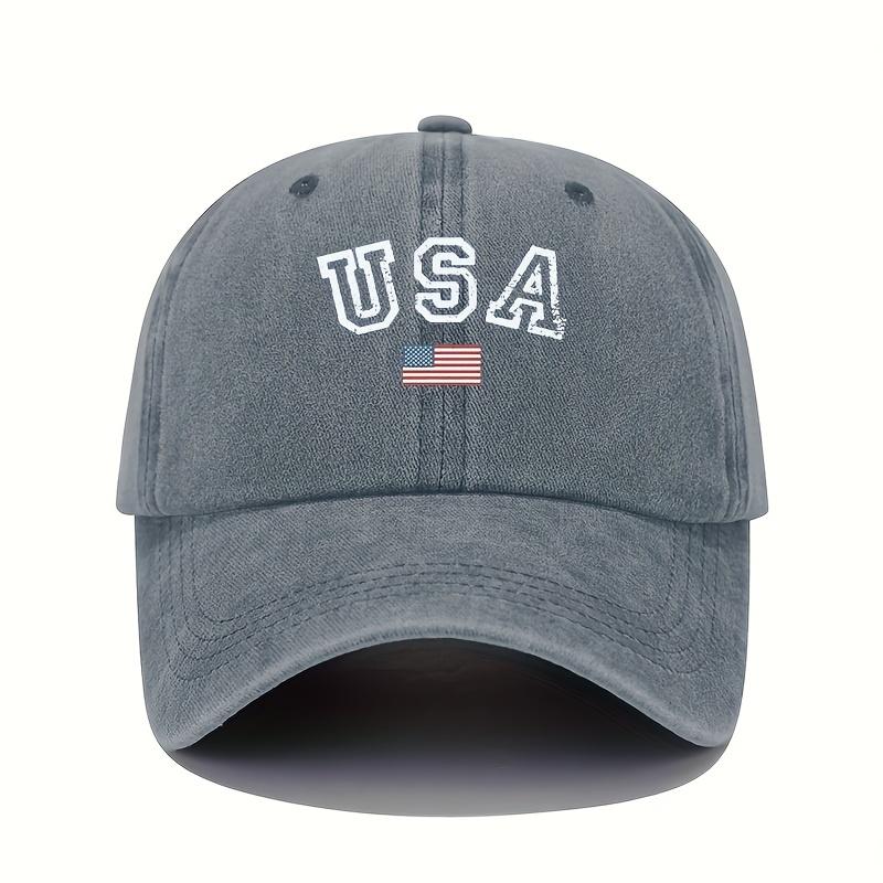 The American flag printed baseball cap is an adjustable and lightweight all season hat for travel equipment