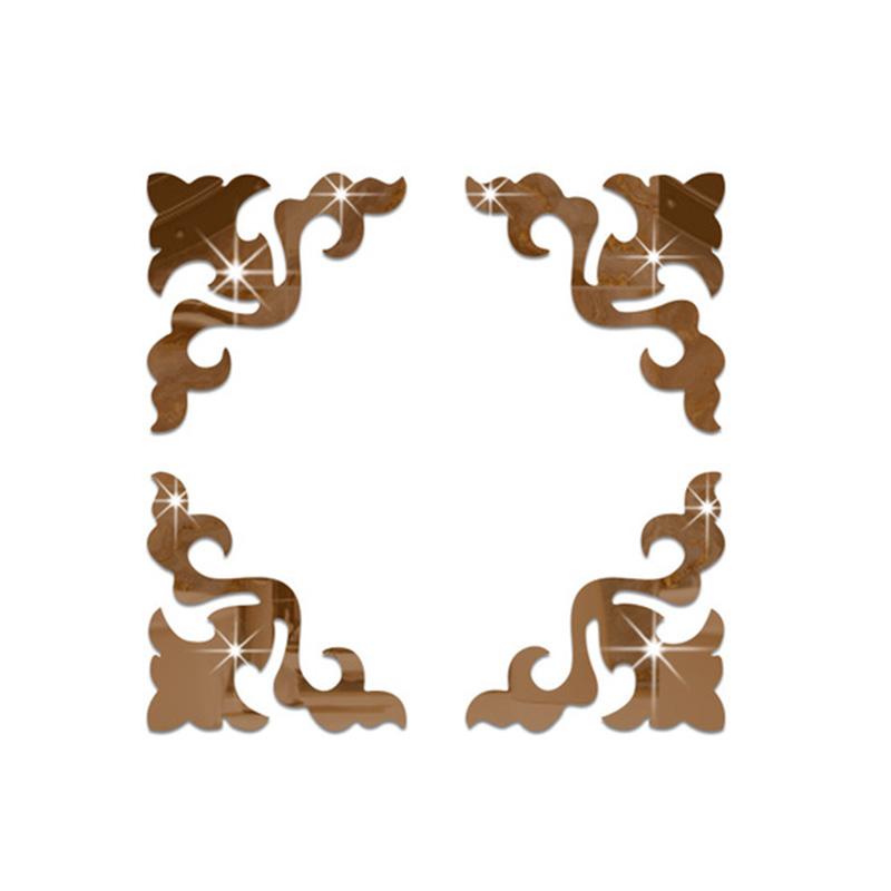 4pcs Corner Mirror Sticker Acrylic 3D Wall Stickers Self-adhesive Cabinet Edge Building Border Living Room Bedroom Home Decor