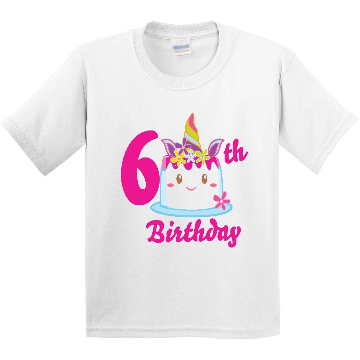 Inktastic 6th Birthday With Unicorn Cake Youth T-Shirt Birthdays Sixth Smash Tee 130