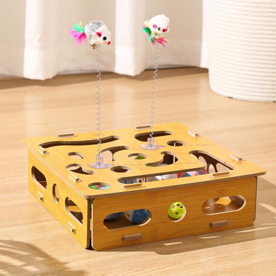 Cat Scratch Puzzle Box Cat Nail File Enrichment Box Interactive Self-Play Maze Box Scratcher for Indoor Cats Mental Stimulation