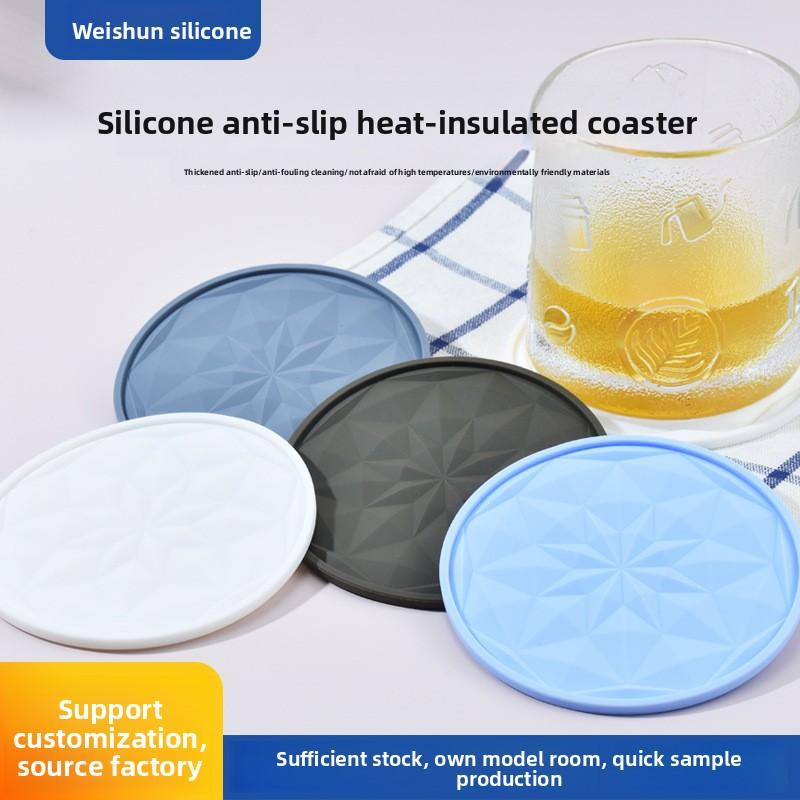 Silicone coaster water cup heat insulation cushion anti-skid anti-scalding thickened high-temperature-resistant soft coaster