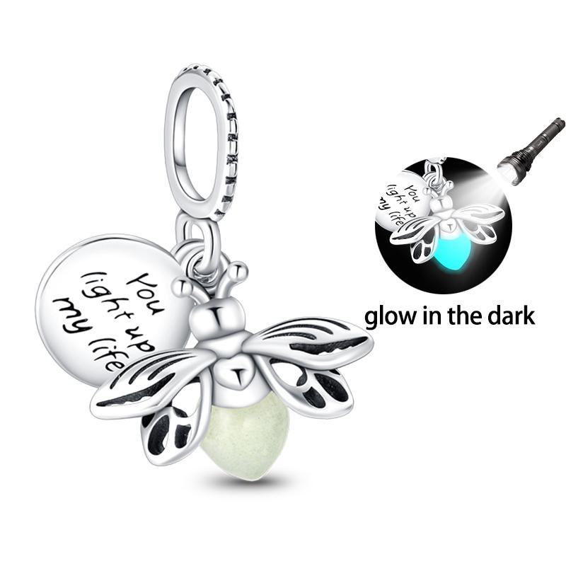 Copper Glow-In-The-Dark Firefly Butterfly Deer Charms Beads Pendants Fit Qikaola Original Bracelets Diy Birthday Jewelry