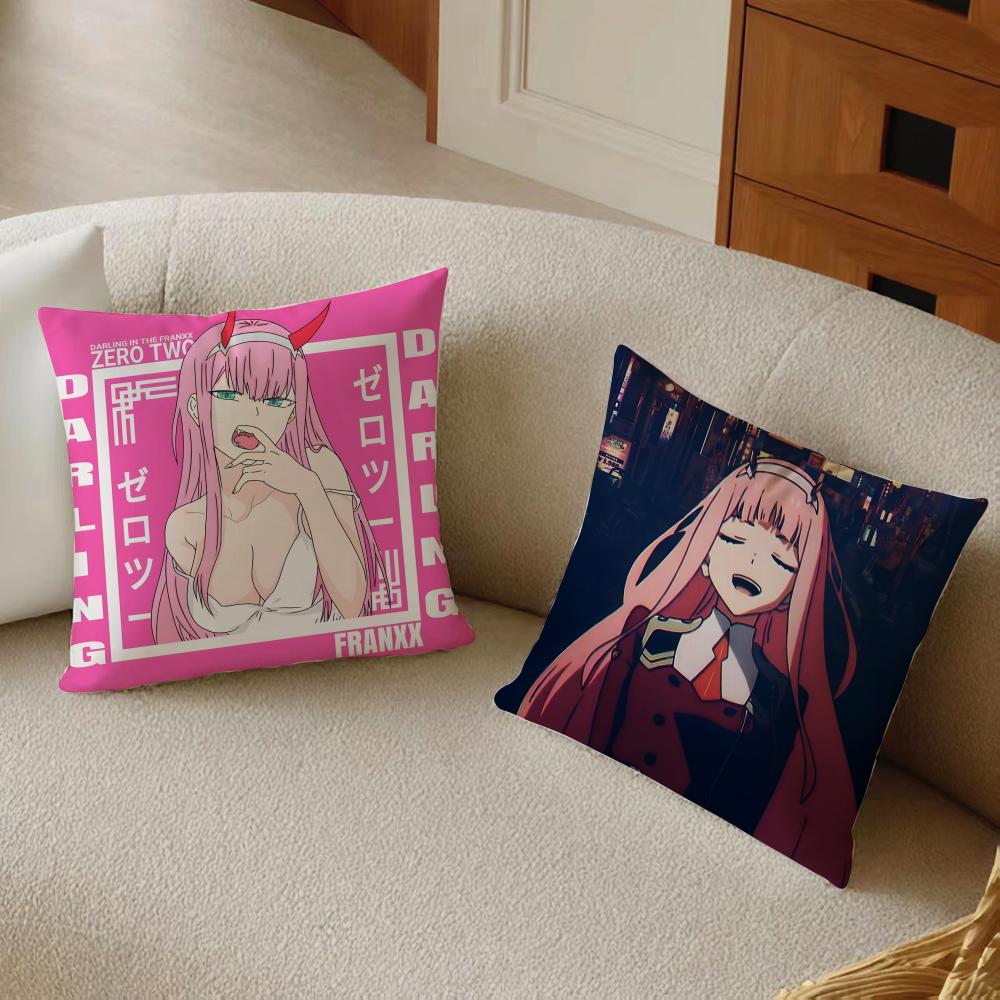Anime Mecha 02 Zero Two D-Darling In The F-Franxx Cushion Cover Pillowcase Anti-Dustmite Living Room Sofa Decor Cushion Room