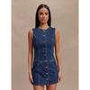 Western Style New Fashion Casual Sleeveless Single Breasted Demin Dress Denim Sleeveless Dress