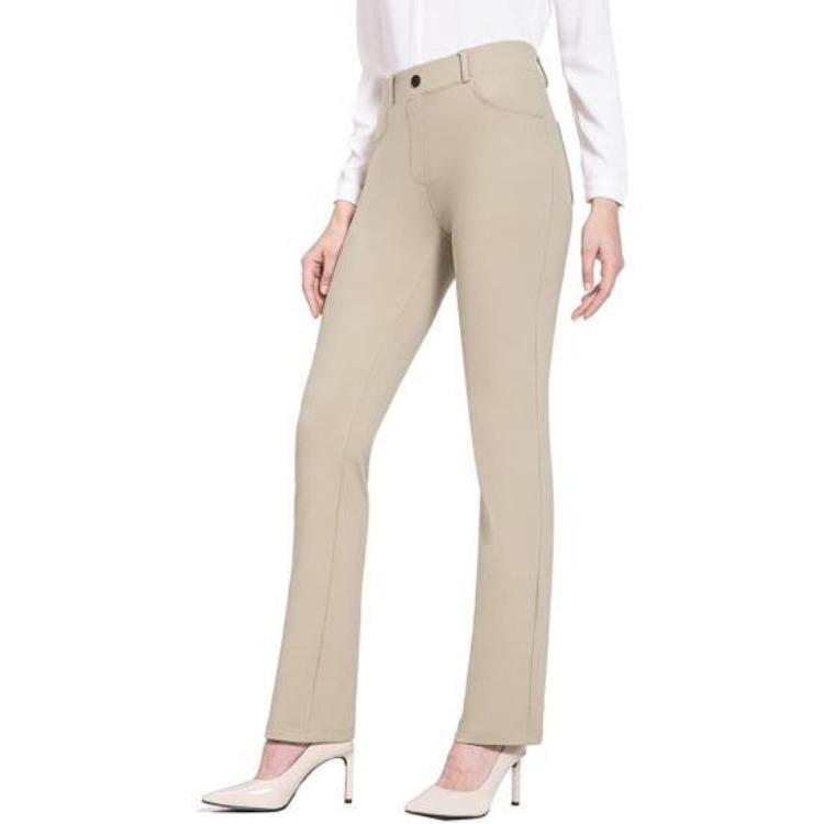 Elastische High-Waist-Schlaghose für Damen, einfarbig, leichte Freizeit Hose mit Taschen