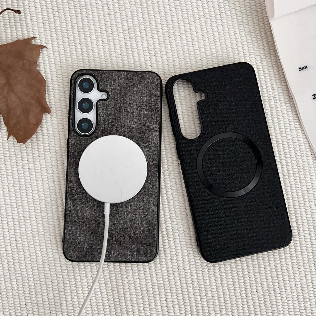 For Samsung Galaxy S25 Case Drop-Proof TPU+Cloth Back Phone Cover Compatible with MagSafe