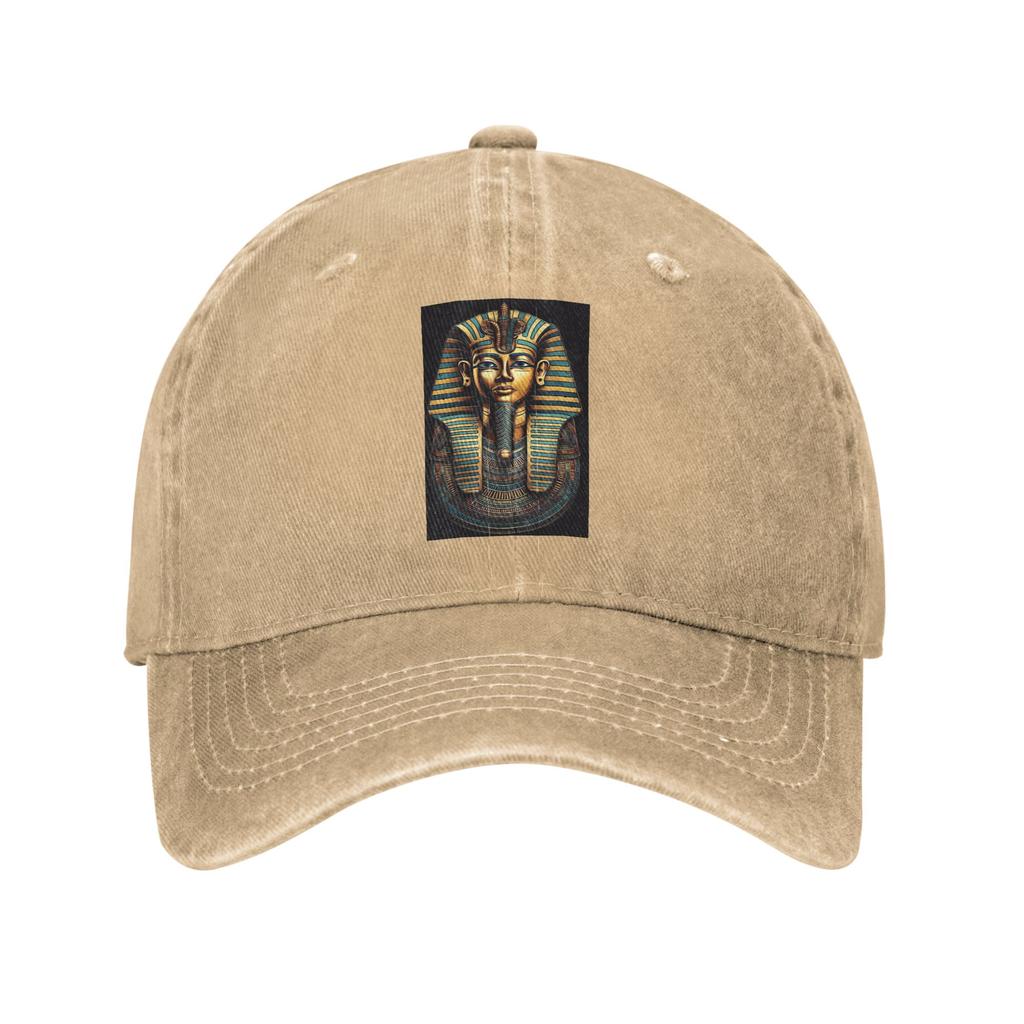 Egyptian Pharaoh With Golden Crown Illustration Denim Fabric Cap Casual Baseball Caps Adjustable Hat Summer Unisex Baseball Hats