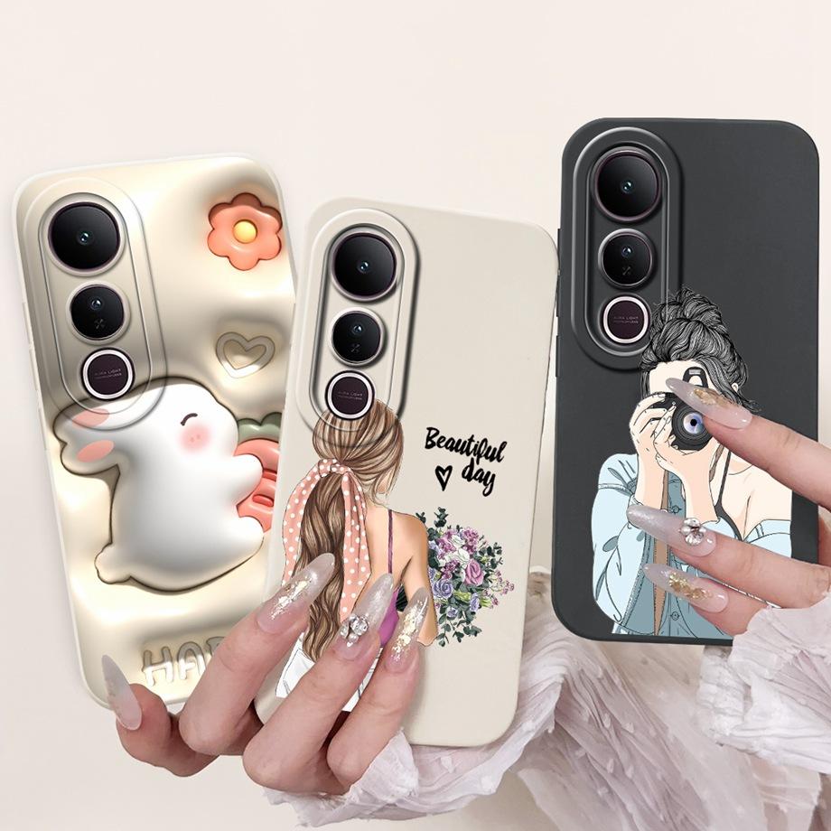 Für Vivo V50 Lite 4G 5G V50 5G Handyhülle Silikon Weiche Rückabdeckung Für Vivo V2441 V2427 Bumper Drache Katze Blume Schmetterling Capa