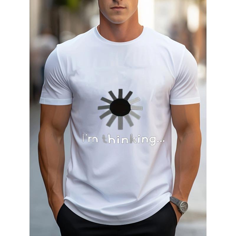 

European Size Casual T-Shirt in Dark Blue with Short Sleeves, Featuring a Sun-Inspired Circular Pattern And The Phrase . Ideal for Outdoor Activities S белый
