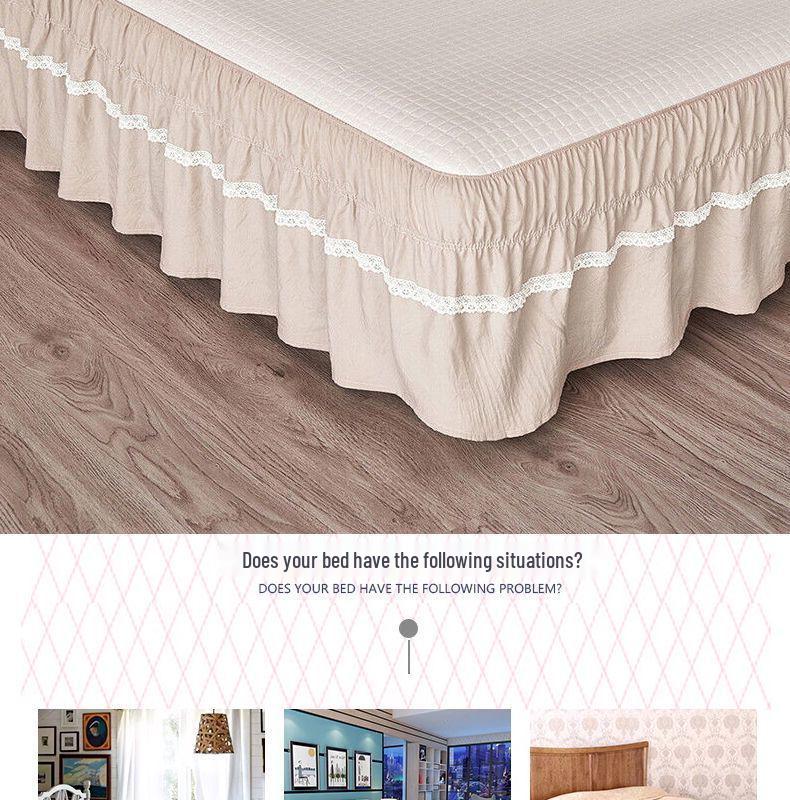 Elastic Non-Slip Lace Princess Bed Skirt - Thickened, Single Piece, Hide-ugly Design