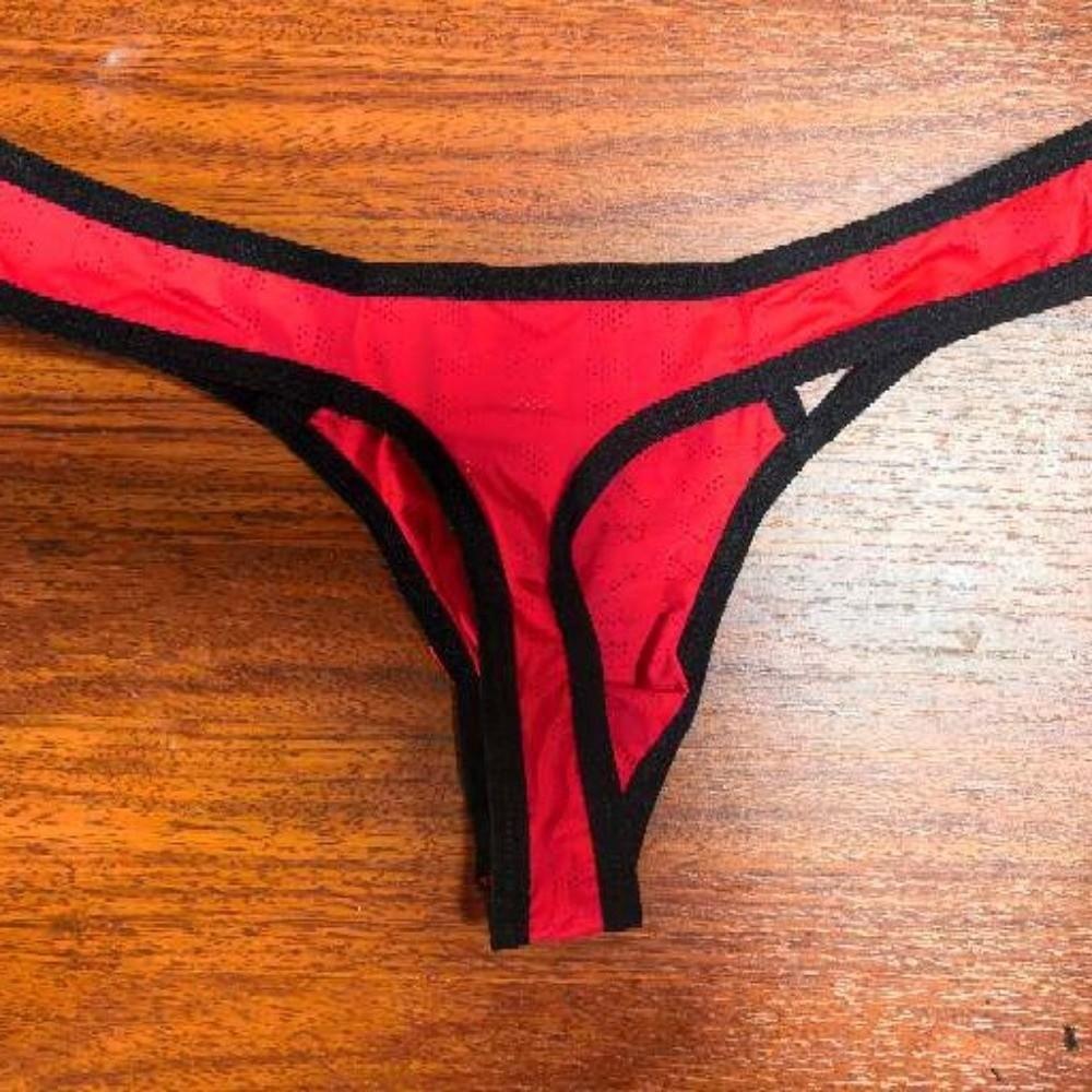 Hollow Men's Thongs Ultra-thin T Back Panties Breathable Mesh Underpants Summer