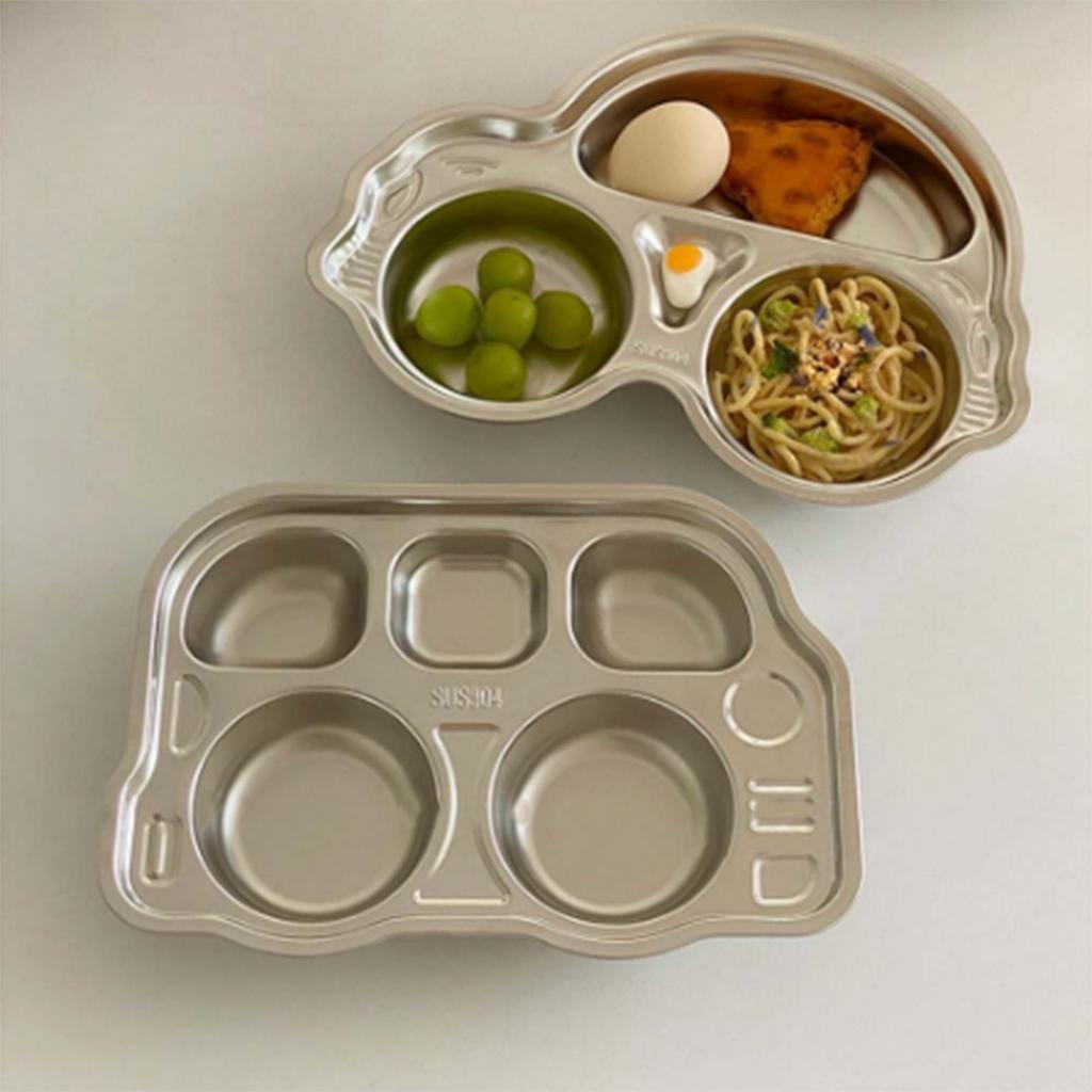 Stainless Steel Divided Platter Food Grade Cartoon Drop Proof Fun Shape Divided Dinner Tray for