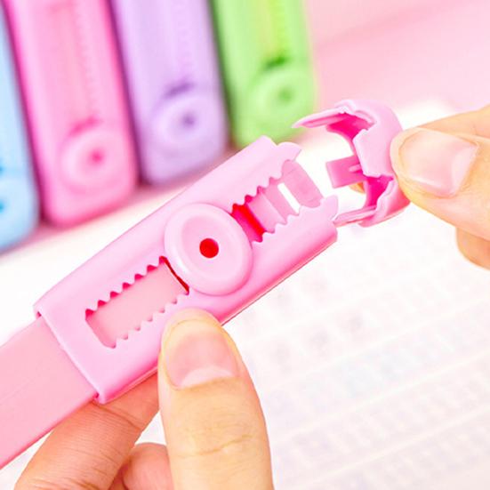 Push-Pull Retractable Eraser for Students Artists Clean Erasing Low Dust Refillable Eraser Cute School Supplies for Kids