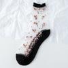 5 Paare Damen Blumen Socken Sommer Spitze Kristall Glasseide Socken Kurz Dünn Transparent Rosen Jacquard Elastische Ultradünne Socken