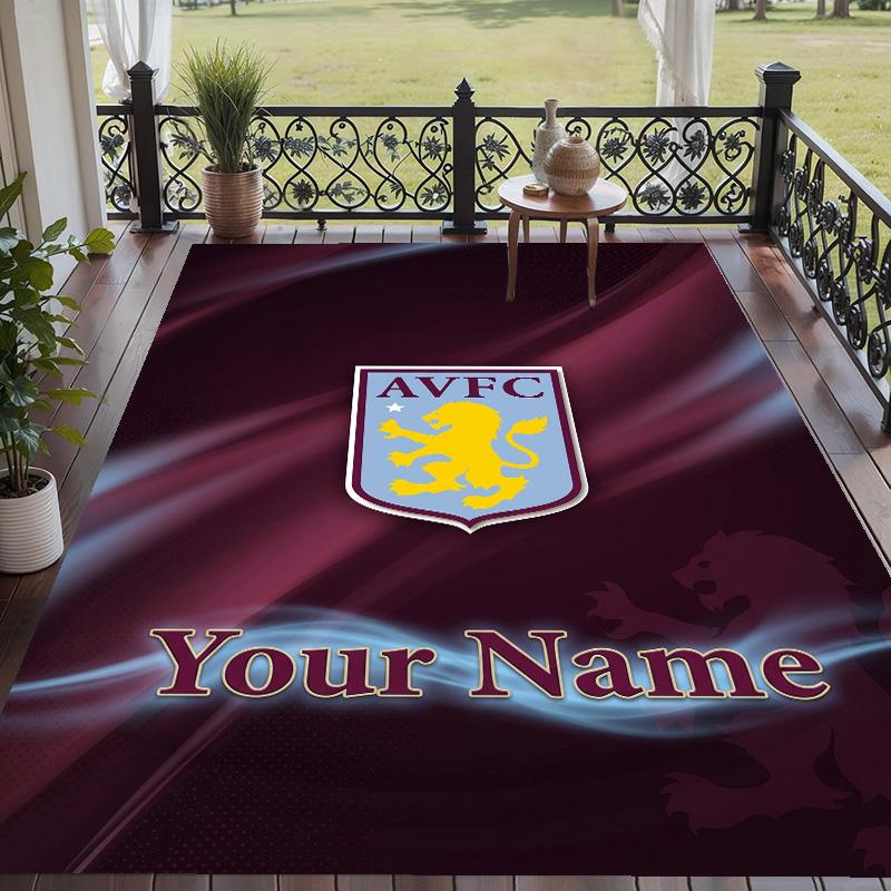 Custom Text Printed Rug Aston Villa Non Slip Floor Carpet For Home Room Decor