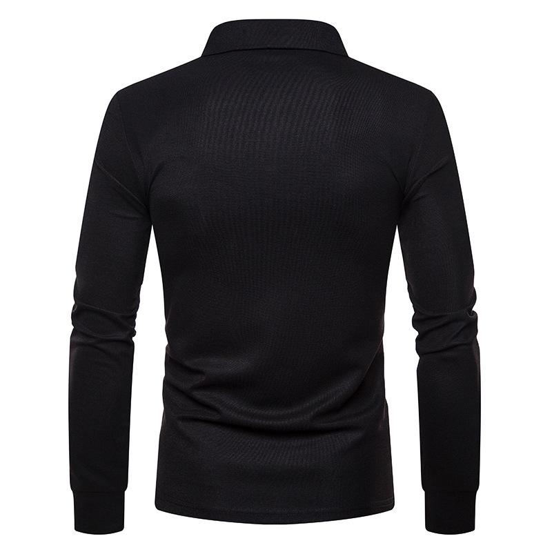 Autumn/Winter 2021 Men's Slim Fit Long Sleeve Polo with Color Turn-Down Collar