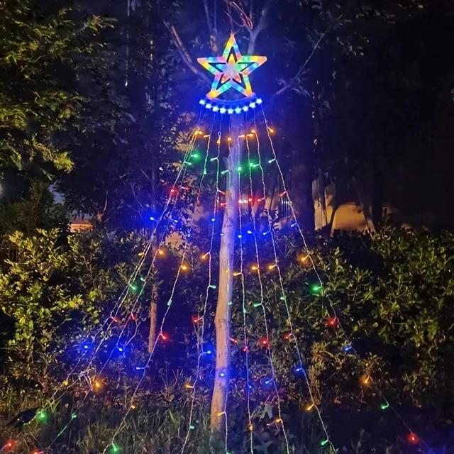 

Водонепроницаемые гирлянды-водопады «Пентаграмма» - 350 светодиодов с 8 режимами для двора, кемпинга, уличная рождественская лампа для украшения