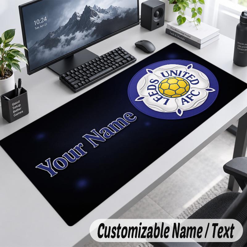 Leeds United FC Personalized Large Mouse Pad Custom Name Text Extended Desk Mat Gaming Mousepad