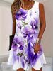 Women'S Sleeveless Floral Print Dress White with Purple Lavender Flowers Casual Summer Dress Y2k Ladies Clothes Woman Clothing