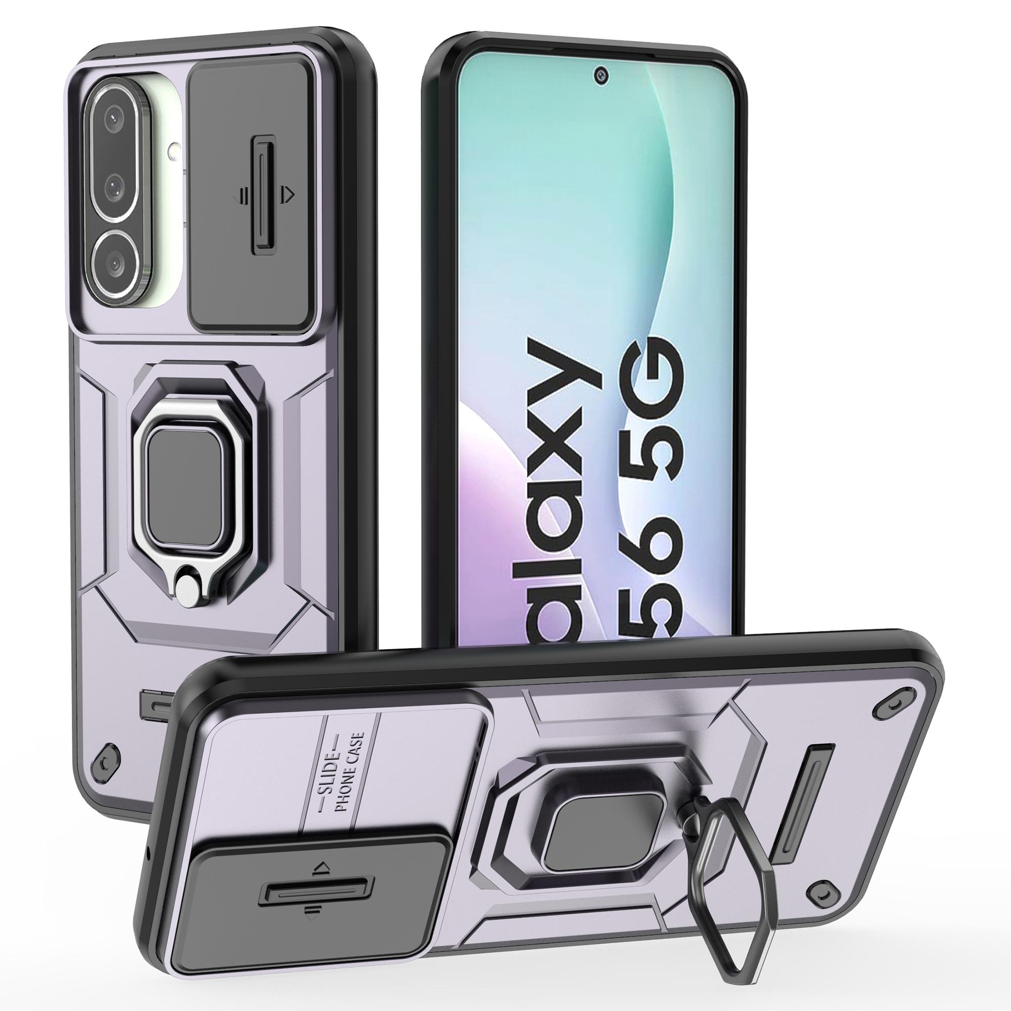 

Чехол для Samsung Galaxy M56 5G PC+TPU Подставка Защита для телефона с крышкой для объектива Purple