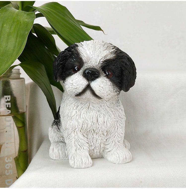 Simulated Dog Model Ornament Resin Dog Sculpture Decoration Bedroom Desktop Decor Home Decoration Accessories Kids Birthday Gift
