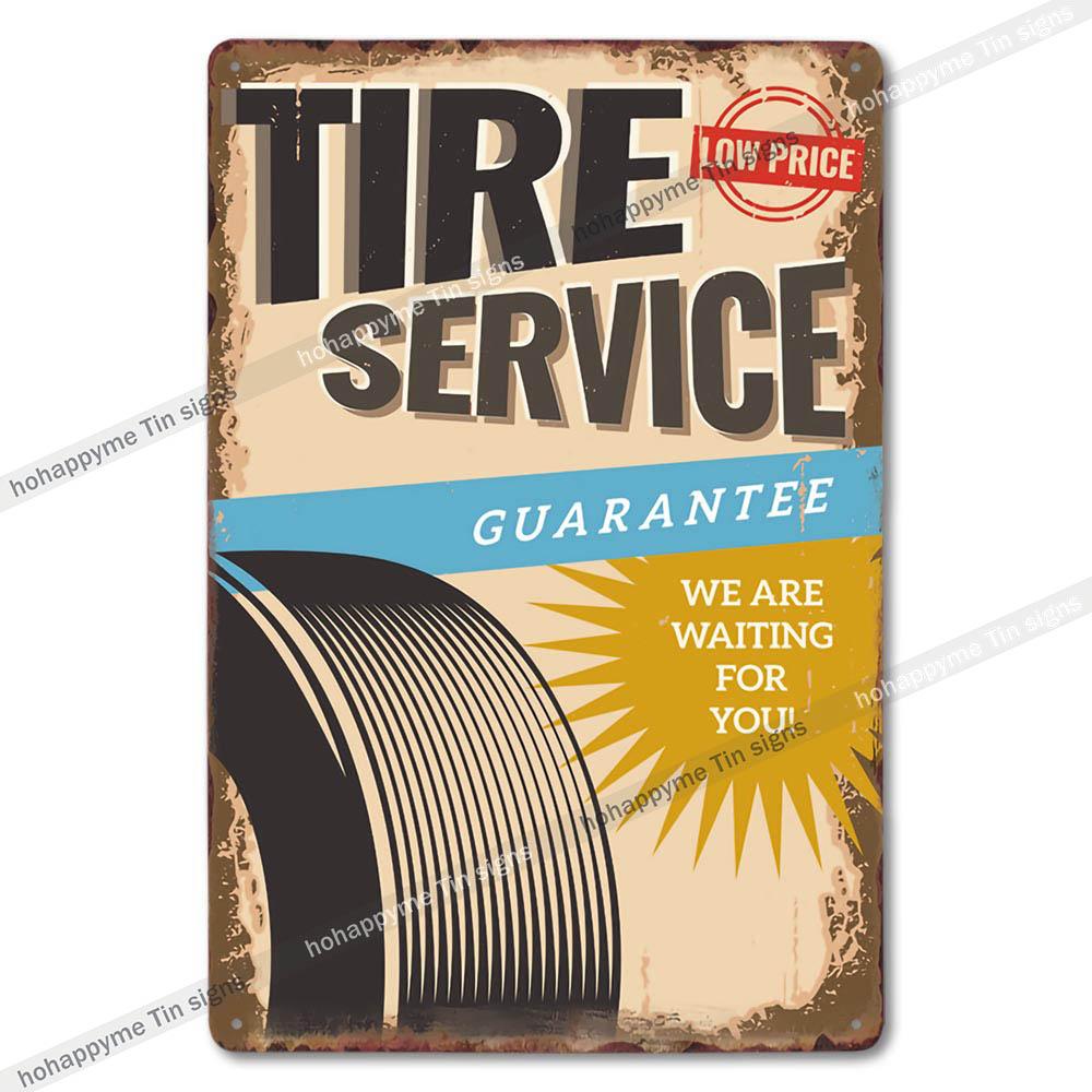 Garage Metal Tin Sign Wall Art Plaque Retro Vintage Auto Repair Shop Decor Man Cave Mechanic Tire Service Bar Pub Decoration
