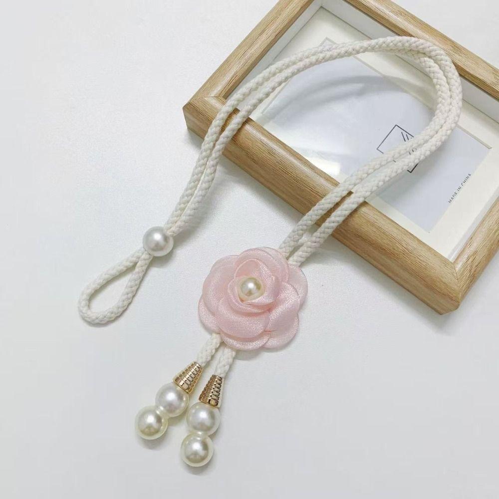 2PCS Beautifully Camellia Curtain Tieback Adjustable Curtains Tie Rope  Homestay