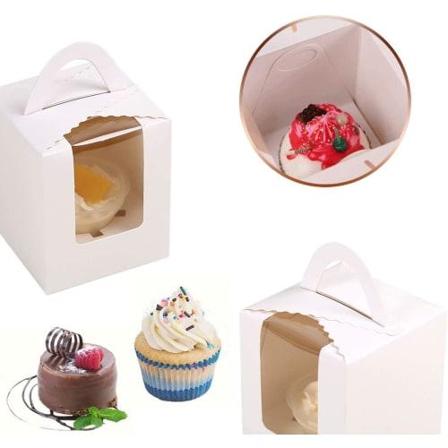 siawadeky Single Cupcake Boxes, Set of 50, with Clear Window, Mini Cake Boxes, Portable Cake Cup Boxes, Perfect for Weddings, Birthdays, Parties, Chri