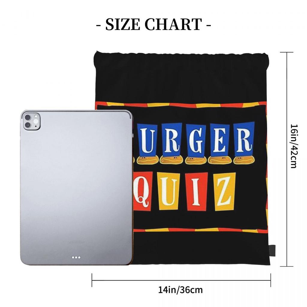 Burger Quiz New Logo Backpacks Fashion Drawstring Bundle Pocket Sports Bag Book Bags for Travel School