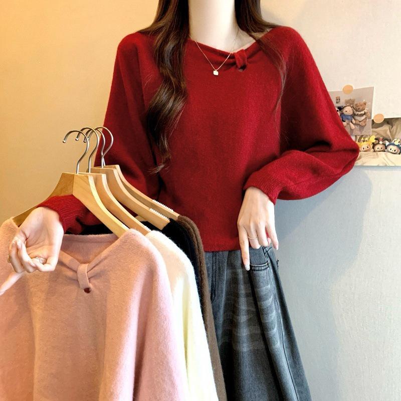 French Chic Solid Knitwear: Versatile Long Sleeve Pullover for Autumn/Winter