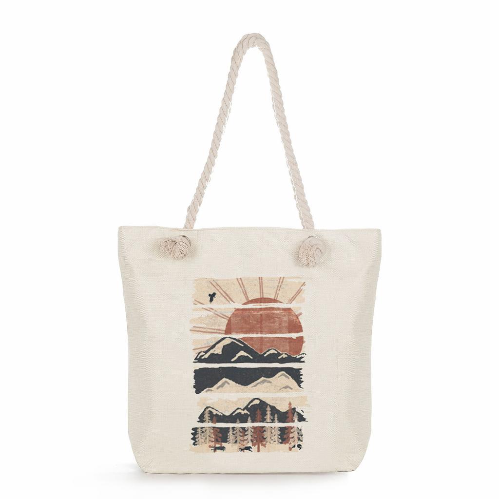 Leopard Print Letters Print Thick Rope Single-shoulder Beach Bag 7295