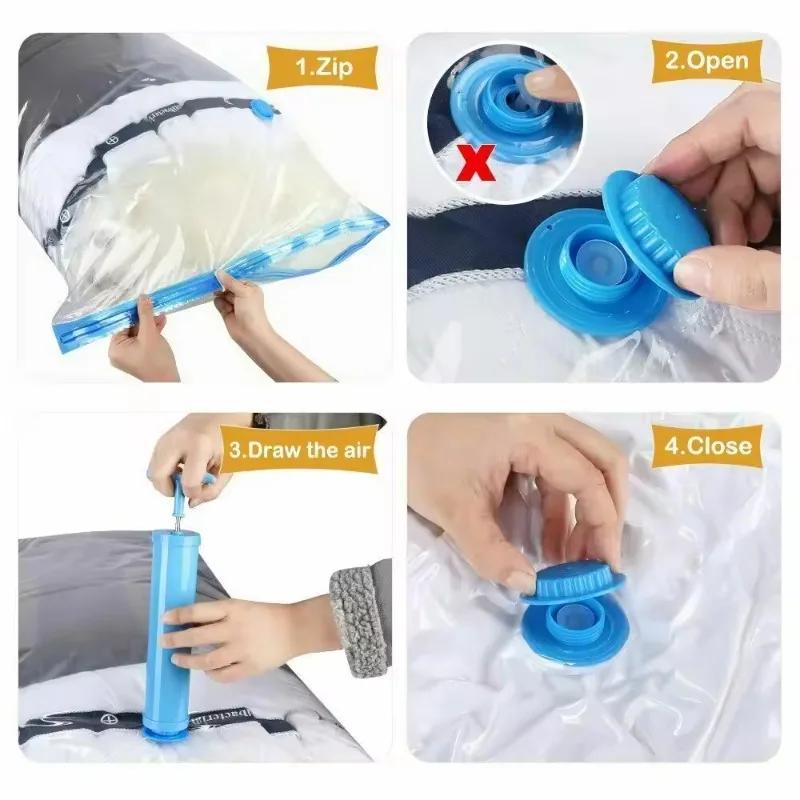 Vacuum Storage Bags More Space Save Compression Travel Seal Zipper for Clothes Pillows Bedding Closet Home Organizer