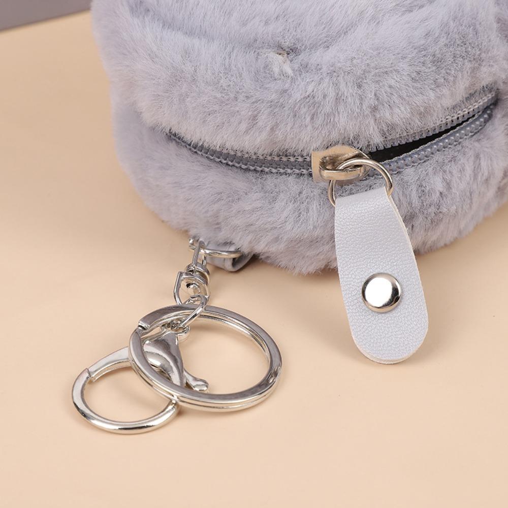 Plush Cute Zipper Wallet Keyring Zipper Mini Plush Coin Bag Mini Plush Schoolbag Coin Purse  Girls